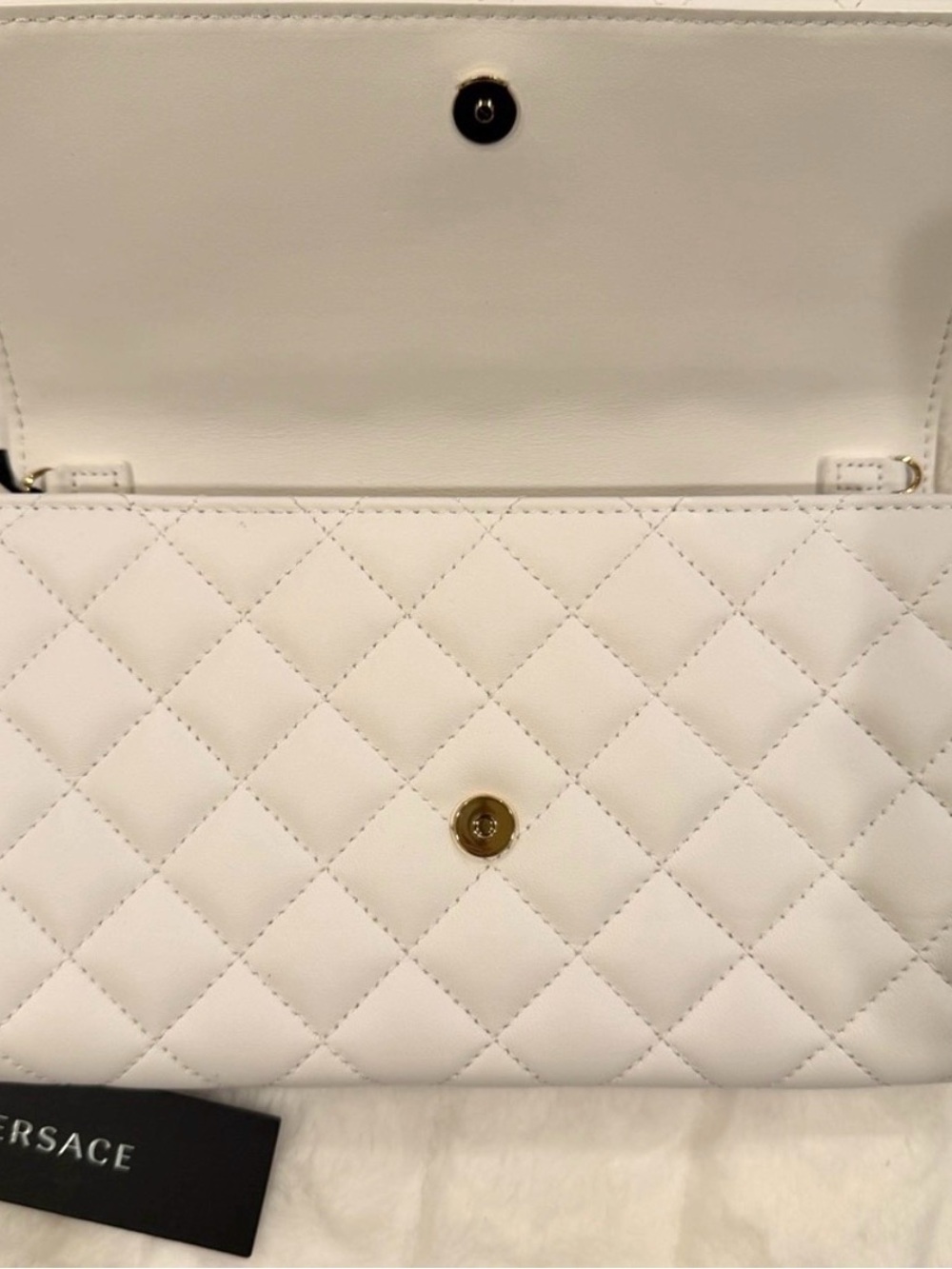 Versace White Quilted Wallet on Chain - Picture 5 of 11